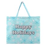 Happy holidays blue pattern Zipper Large Tote Bag