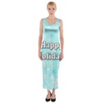 Happy holidays blue pattern Fitted Maxi Dress