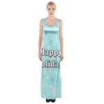 Happy holidays blue pattern Maxi Thigh Split Dress