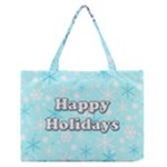 Happy holidays blue pattern Medium Zipper Tote Bag