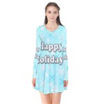 Happy holidays blue pattern Flare Dress