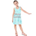 Happy holidays blue pattern Kids  Sleeveless Dress