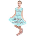 Happy holidays blue pattern Kids  Short Sleeve Dress