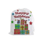 Happy Holidays - gifts and stars Drawstring Pouches (Large) 