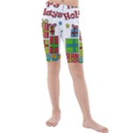 Happy Holidays - gifts and stars Kids  Mid Length Swim Shorts