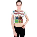 Happy Holidays - gifts and stars Crew Neck Crop Top