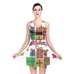 Happy Holidays - gifts and stars Reversible Skater Dress