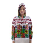 Happy Holidays - gifts and stars Hooded Wind Breaker (Women)