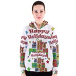 Happy Holidays - gifts and stars Women s Zipper Hoodie