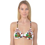 Happy Holidays - gifts and stars Reversible Tri Bikini Top