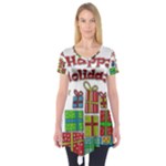 Happy Holidays - gifts and stars Short Sleeve Tunic 