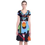 Abstract composition  Short Sleeve Front Wrap Dress