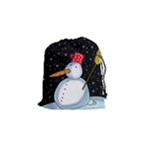 Lonely snowman Drawstring Pouches (Small) 