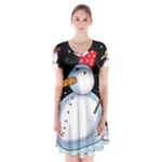 Lonely snowman Short Sleeve V-neck Flare Dress
