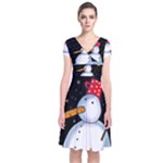 Lonely snowman Short Sleeve Front Wrap Dress
