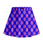 Bright Mod Pink Circles On Blue Mini Flare Skirt