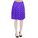 Bright Mod Pink Circles On Blue Pleated Skirt