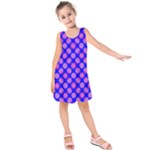 Bright Mod Pink Circles On Blue Kids  Sleeveless Dress