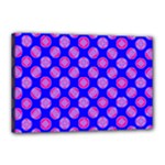 Bright Mod Pink Circles On Blue Canvas 18  x 12 