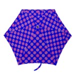 Bright Mod Pink Circles On Blue Mini Folding Umbrellas