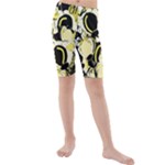Yellow abstract garden Kids  Mid Length Swim Shorts