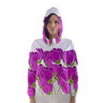 Purple flowers Hooded Wind Breaker (Women)