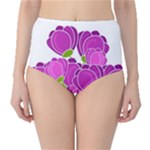 Purple flowers High-Waist Bikini Bottoms