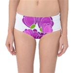 Purple flowers Mid-Waist Bikini Bottoms