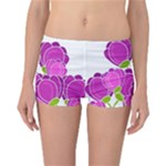 Purple flowers Reversible Boyleg Bikini Bottoms