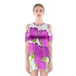 Purple flowers Cutout Shoulder Dress