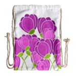 Purple flowers Drawstring Bag (Large)
