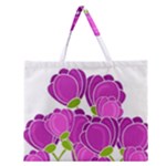 Purple flowers Zipper Large Tote Bag