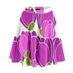 Purple flowers High Waist Skirt