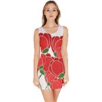 Red floral design Sleeveless Bodycon Dress