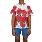 Red floral design Kids  Short Sleeve Swimwear