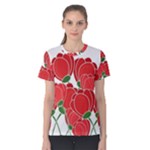 Red floral design Women s Cotton Tee