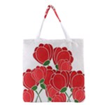 Red floral design Grocery Tote Bag