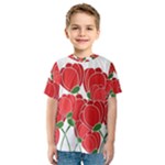 Red floral design Kids  Sport Mesh Tee