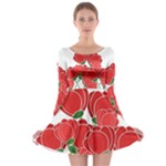Red floral design Long Sleeve Skater Dress