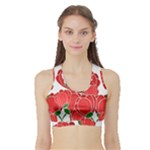 Red floral design Sports Bra with Border