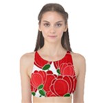 Red floral design Tank Bikini Top