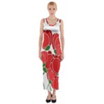 Red floral design Fitted Maxi Dress