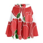 Red floral design High Waist Skirt