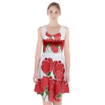 Red floral design Racerback Midi Dress