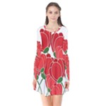 Red floral design Flare Dress