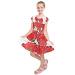 Red floral design Kids  Short Sleeve Dress