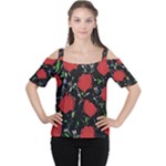 Red roses Women s Cutout Shoulder Tee
