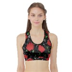 Red roses Sports Bra with Border