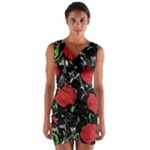 Red roses Wrap Front Bodycon Dress