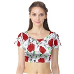 Red roses 2 Short Sleeve Crop Top (Tight Fit)